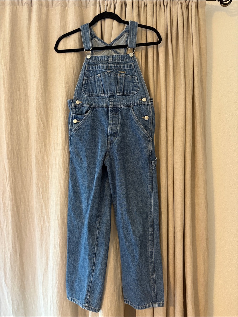 VINTAGE 90s Y2K Old Navy Blue Denim Baggy Oversized 100% Cotton Overalls